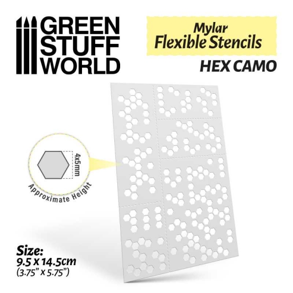 mylar flexible Stencils HEX camo
